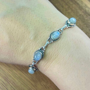 Blue Purple Moonstone Bracelet Vintage Southwest New Sterling Silver 925 Filled